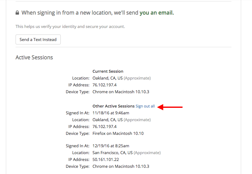 Active sessions
